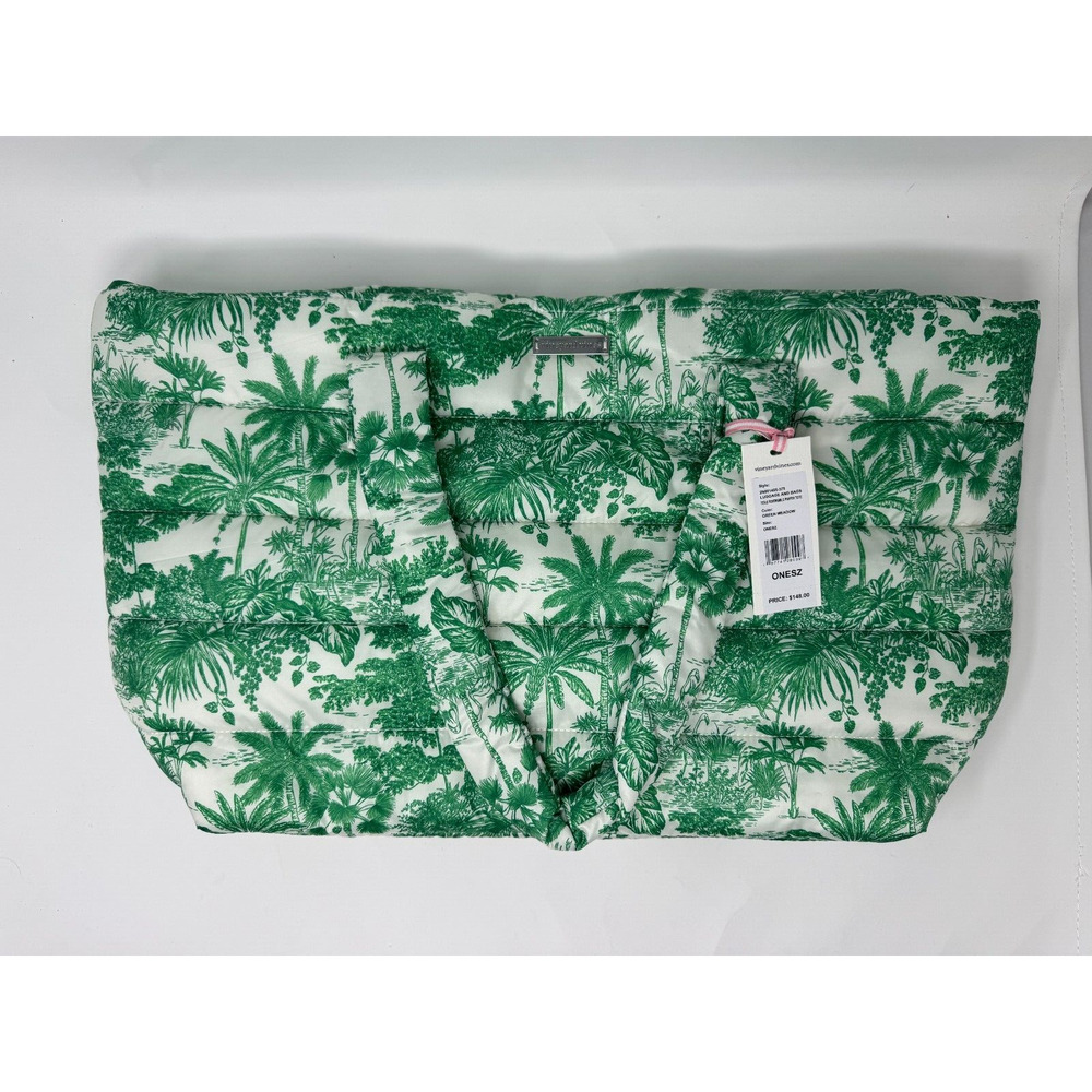 Vineyard Vines Tote Reversible Quilted Puffer  In Green Meadow - NEW